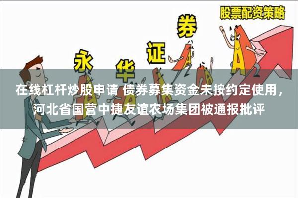 在线杠杆炒股申请 债券募集资金未按约定使用，河北省国营中捷友谊农场集团被通报批评